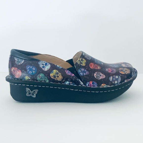 Alegria Leather Sugar Skulls Nursing Flat-form Loafer Women’s Size EU37/US 7-7.5 - Picture 7 of 16